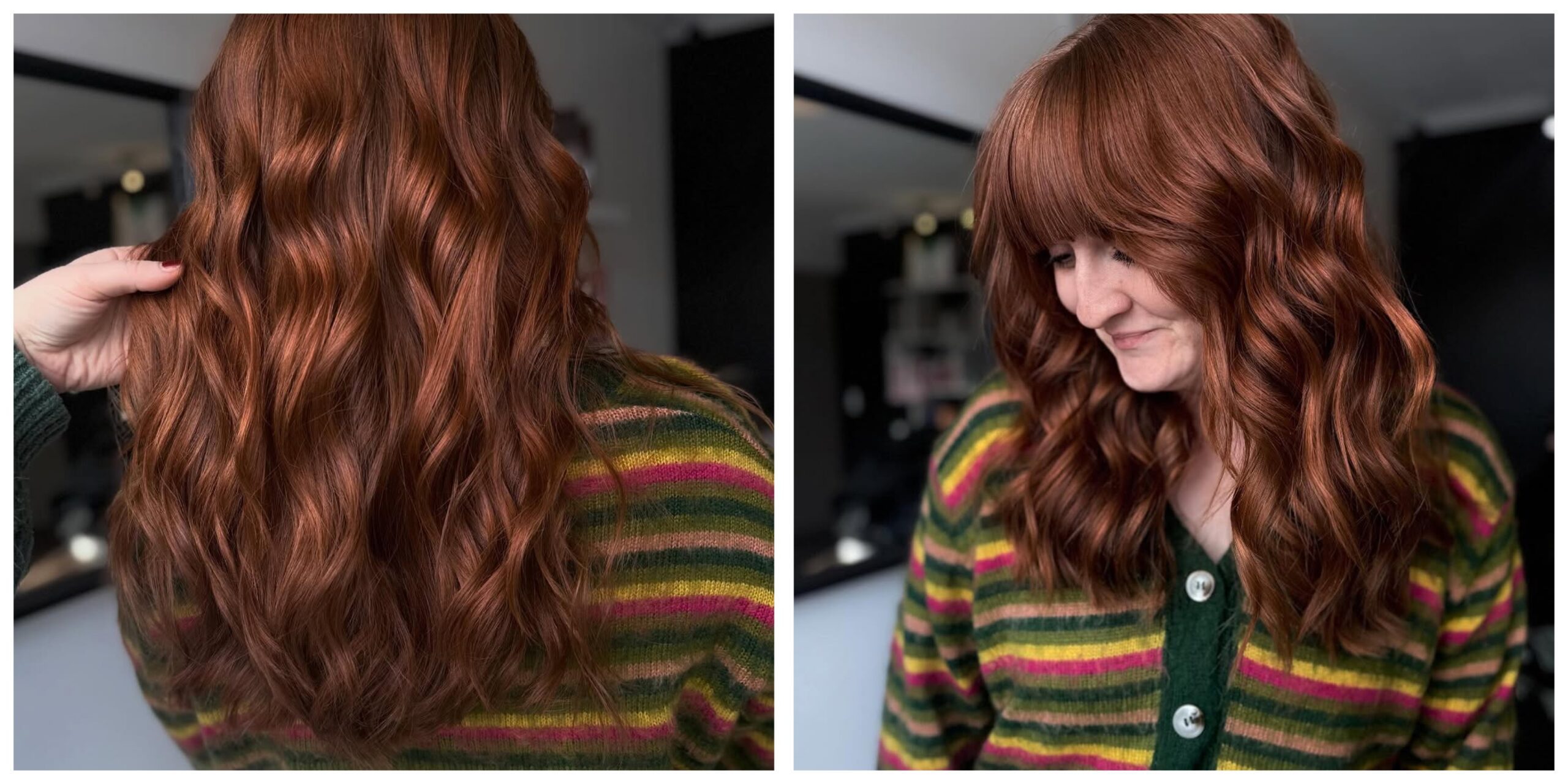 Brunette hair color with soft dimension and shine at Fort Wayne hair salon